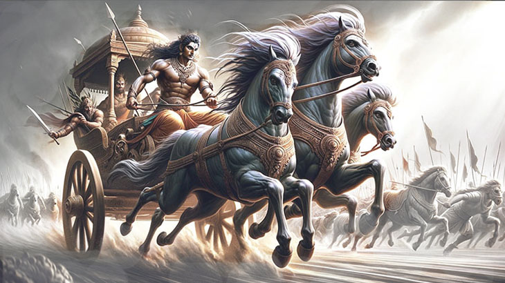 Krishna Arjuna in Mahabharata war in a chariot