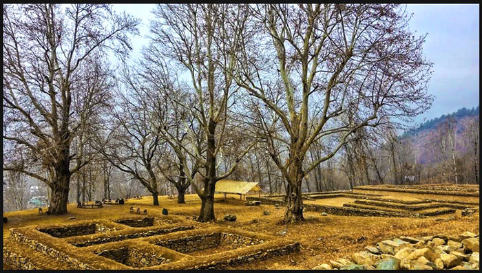 Buddhist monastery ruins Harwan Kashmir India